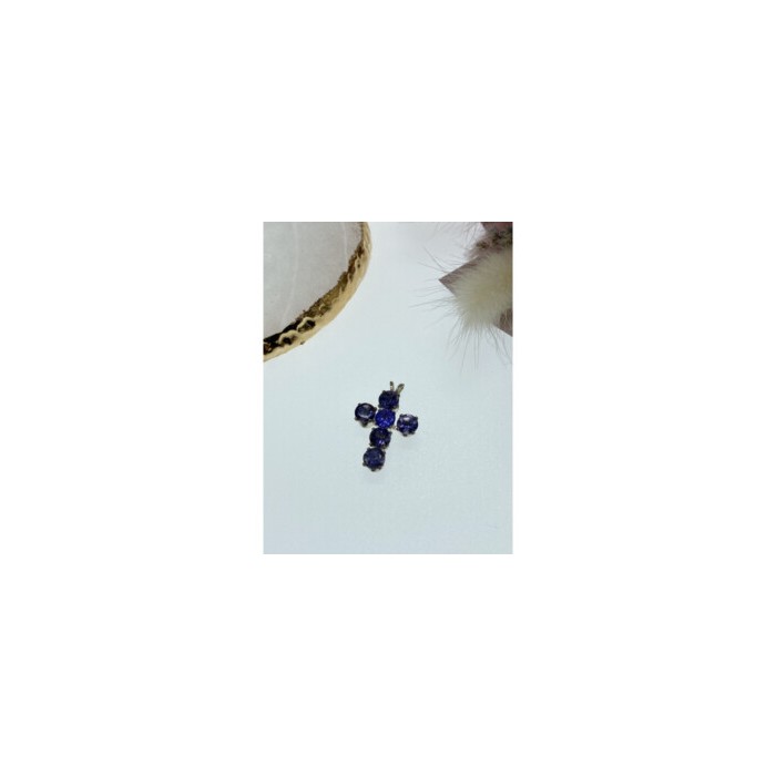 925 Sterling Silver Tanzanite Cross Pendant