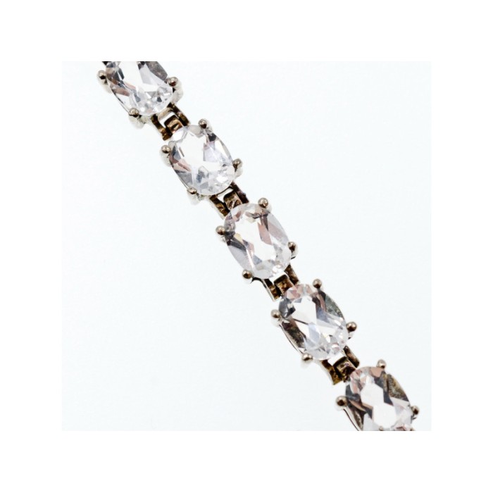 925 STERLING SILVER WHITE/COLORLESS SPINEL BRACELET SIZE 6.7 IN