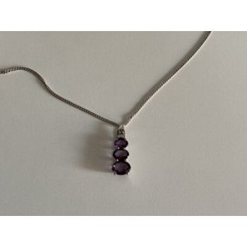 Chain With Pendant Purple CZ