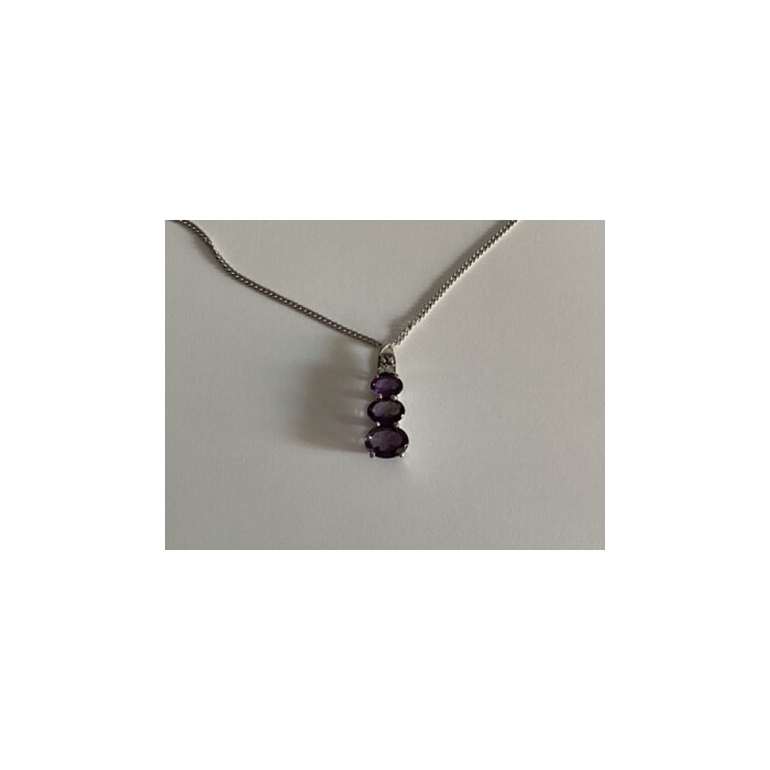Chain With Pendant Purple CZ
