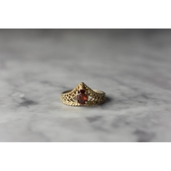 925 Sterling Silver Gold Plated Garnet Ring Size 5.5