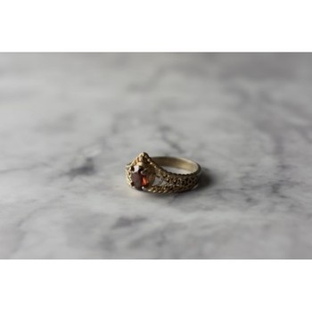 925 Sterling Silver Gold Plated Garnet Ring Size 5.5