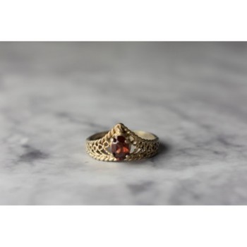 925 Sterling Silver Gold Plated Garnet Ring Size 5.5