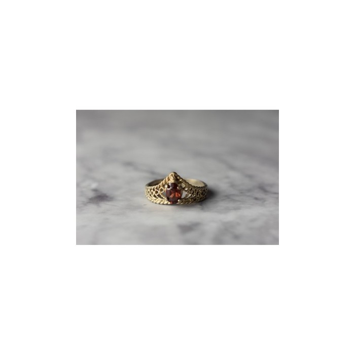 925 Sterling Silver Gold Plated Garnet Ring Size 5.5