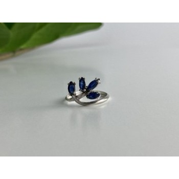 925 Sterling Silver Sapphires Ring Size 6.5