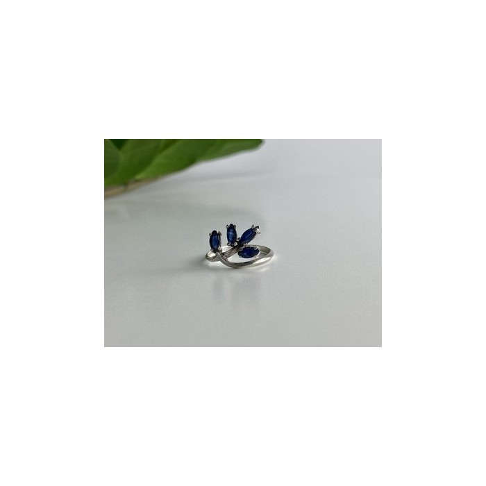 925 Sterling Silver Sapphires Ring Size 6.5