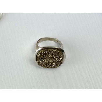 925 Sterling Silver Pyrite (fool's Gold) Ring Size 7