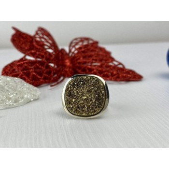 925 Sterling Silver Pyrite (fool's Gold) Ring Size 7