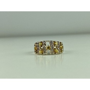 925 Sterling Silver Citrine & Quartz Ring Size 8.5