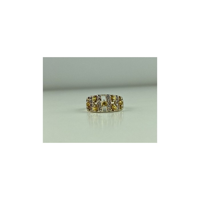 925 Sterling Silver Citrine & Quartz Ring Size 8.5