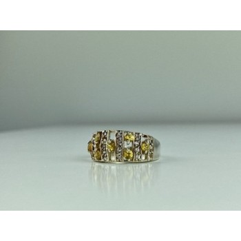 925 Sterling Silver Citrine & Quartz Ring Size 8.5