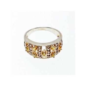 925 Sterling Silver Citrine & Quartz Ring Size 8.5