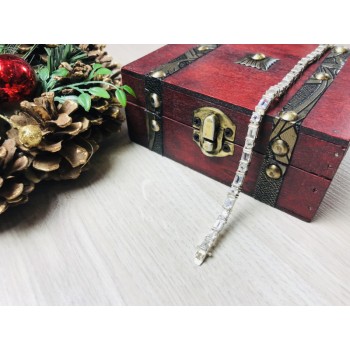 925 STERLNG SILVER WHITE/COLORLESS SPINEL BRACELET THAILAND SIZE 7.5 IN