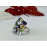 925 Sterling Silver Multi Gemstones Ring Size 6.5
