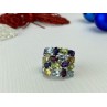 925 Sterling Silver Multi Gemstones Ring Size 6.5