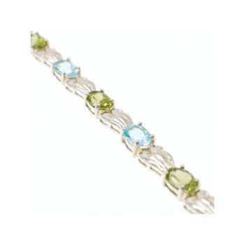 925 STERLING SILVER TOPAZ & PERIDOT BRACELET SIZE 7.5 IN