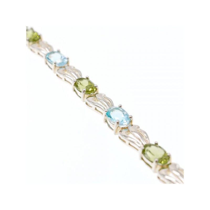 925 STERLING SILVER TOPAZ & PERIDOT BRACELET SIZE 7.5 IN