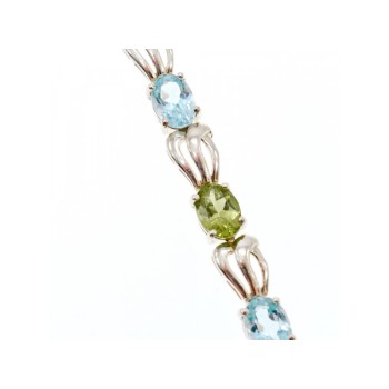 925 STERLING SILVER TOPAZ & PERIDOT BRACELET SIZE 7.5 IN