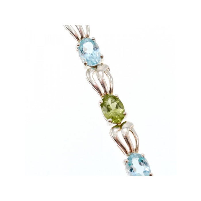 925 STERLING SILVER TOPAZ & PERIDOT BRACELET SIZE 7.5 IN