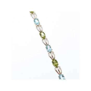 925 STERLING SILVER TOPAZ & PERIDOT BRACELET SIZE 7.5 IN