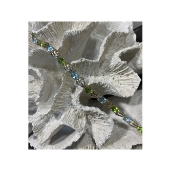 925 STERLING SILVER TOPAZ & PERIDOT BRACELET SIZE 7.5 IN