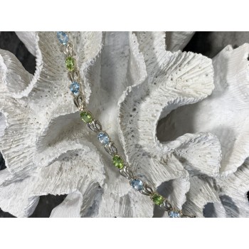 925 STERLING SILVER TOPAZ & PERIDOT BRACELET SIZE 7.5 IN