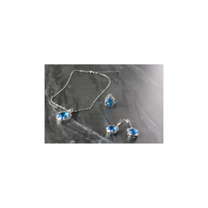 925 STERLING SILVER BLUE CZ ( IMITATION TOPAZ ) SET