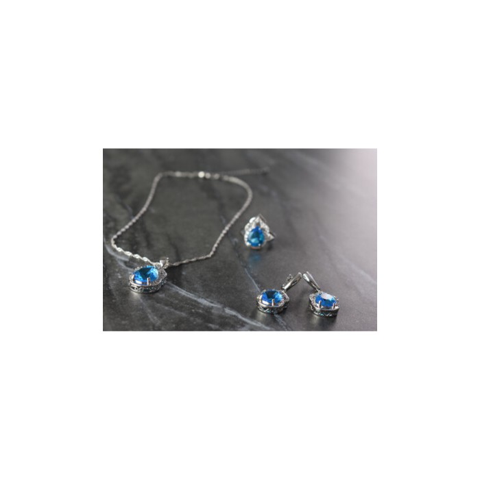 925 STERLING SILVER BLUE CZ ( IMITATION TOPAZ ) SET