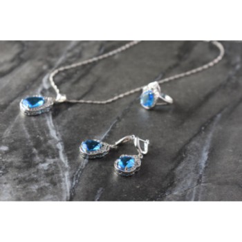 925 STERLING SILVER BLUE CZ ( IMITATION TOPAZ ) SET