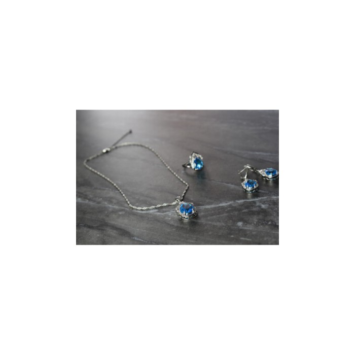 925 STERLING SILVER BLUE CZ ( IMITATION TOPAZ ) SET