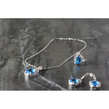 925 STERLING SILVER BLUE CZ ( IMITATION TOPAZ ) SET