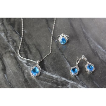 925 STERLING SILVER BLUE CZ ( IMITATION TOPAZ ) SET