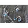 925 STERLING SILVER BLUE CZ ( IMITATION TOPAZ ) SET