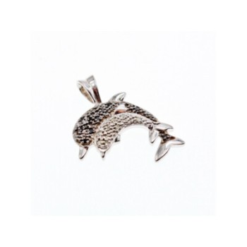 925 Sterling Silver Spinel Dolphins Pendant