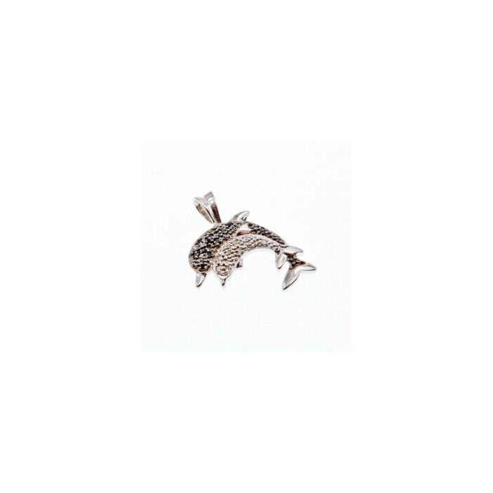 925 Sterling Silver Spinel Dolphins Pendant
