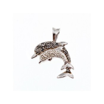925 Sterling Silver Spinel Dolphins Pendant