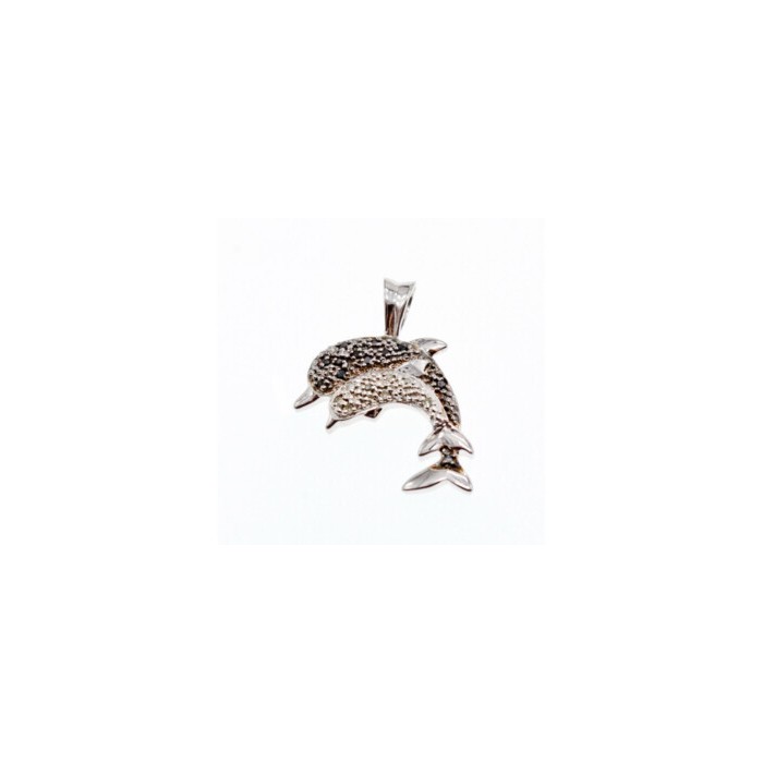 925 Sterling Silver Spinel Dolphins Pendant