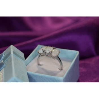 925 Sterling Silver Opal Ring Size 9