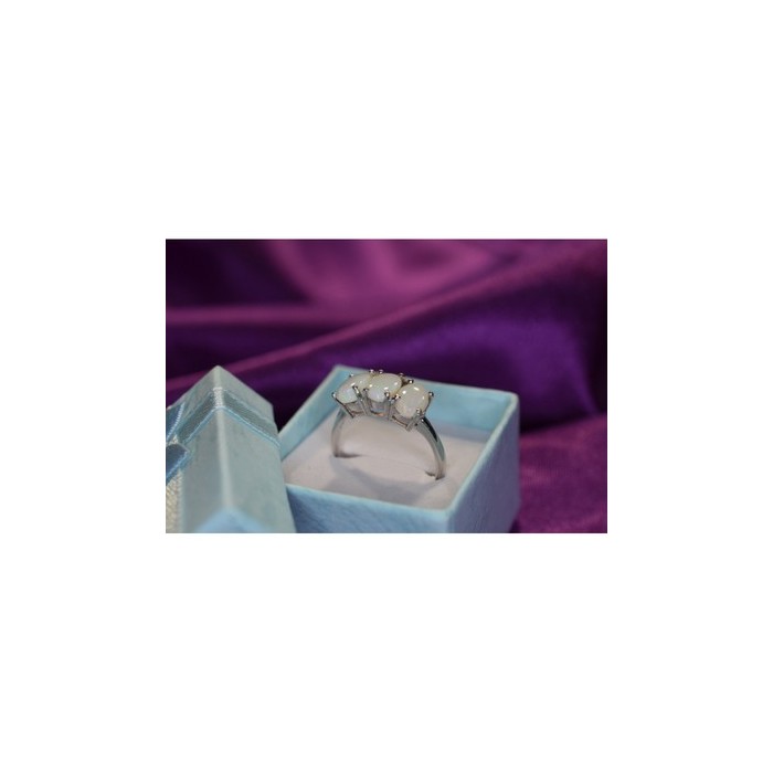 925 Sterling Silver Opal Ring Size 9