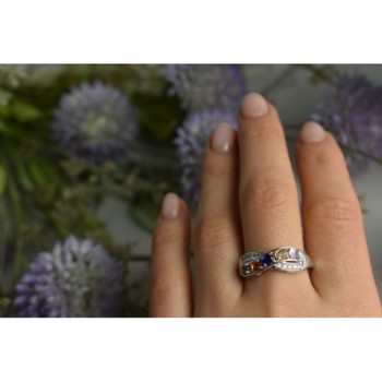 925 Sterling Silver Multi Gemstones Ring Size 9.5