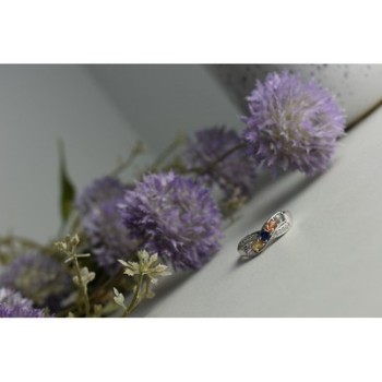 925 Sterling Silver Multi Gemstones Ring Size 9.5