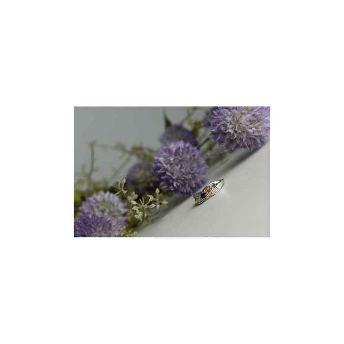 925 Sterling Silver Multi Gemstones Ring Size 9.5