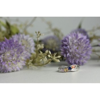 925 Sterling Silver Multi Gemstones Ring Size 9.5