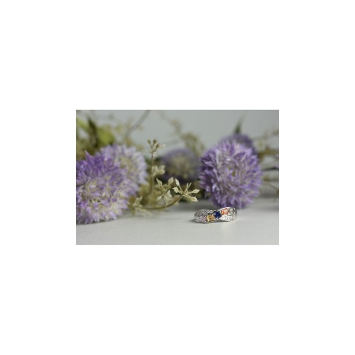 925 Sterling Silver Multi Gemstones Ring Size 9.5