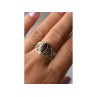 925 Sterling Silver Almandine Openwork Ring Size 10.25