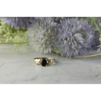 925 Sterling Silver Black Spinel Ring Size 8.5