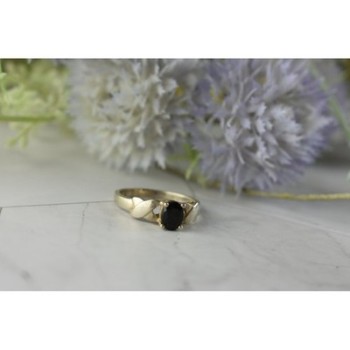 925 Sterling Silver Black Spinel Ring Size 8.5