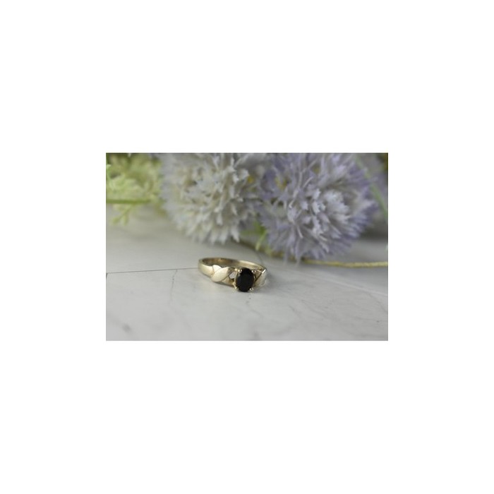 925 Sterling Silver Black Spinel Ring Size 8.5