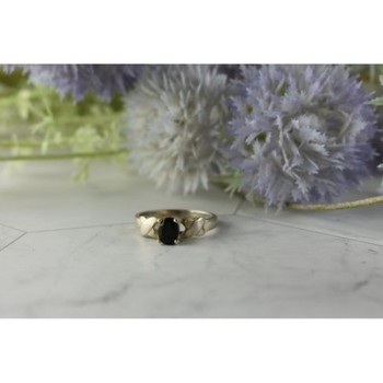 925 Sterling Silver Black Spinel Ring Size 8.5