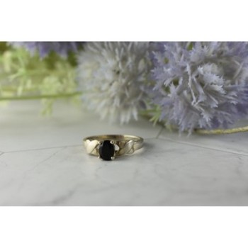 925 Sterling Silver Black Spinel Ring Size 8.5